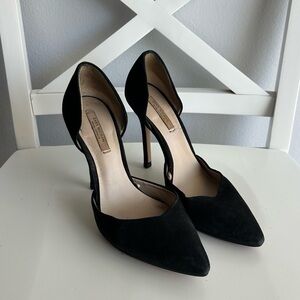 ZARA Suede Pointed Toe Stiletto Pump Heels in Black